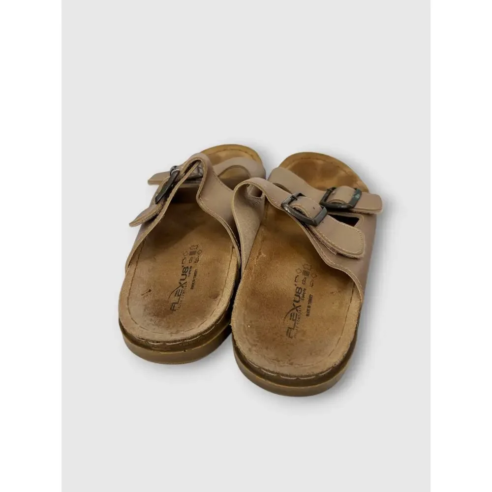 Flexus by Spring Step Double Buckle Slide Sandal Gold Metallic Size EU 40